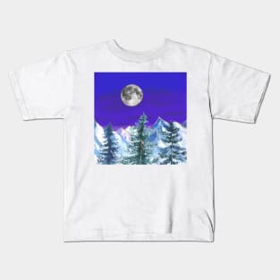 Full Moon over Mountain Forest Kids T-Shirt